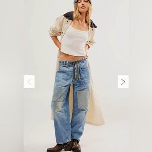 Free people “ we the free moxie pull on barrel jeans”